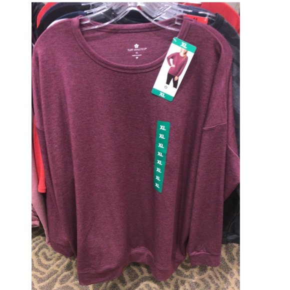 TUFF Women Athletics Long Sleeve Active Sweatshirt --Berry Melange - Picture 4 of 8